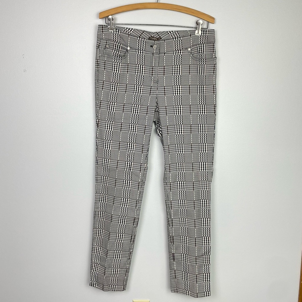 J. McLaughlin Women’s black and white geometric plaid pants